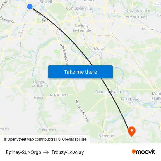 Epinay-Sur-Orge to Treuzy-Levelay map
