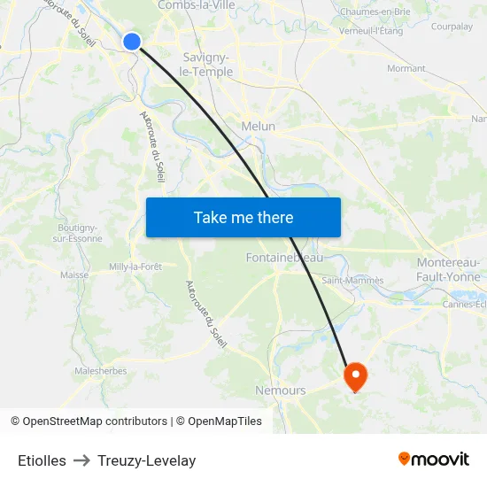Etiolles to Treuzy-Levelay map