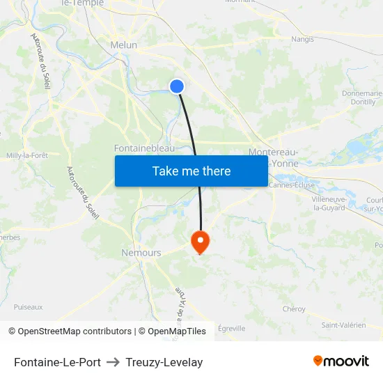 Fontaine-Le-Port to Treuzy-Levelay map