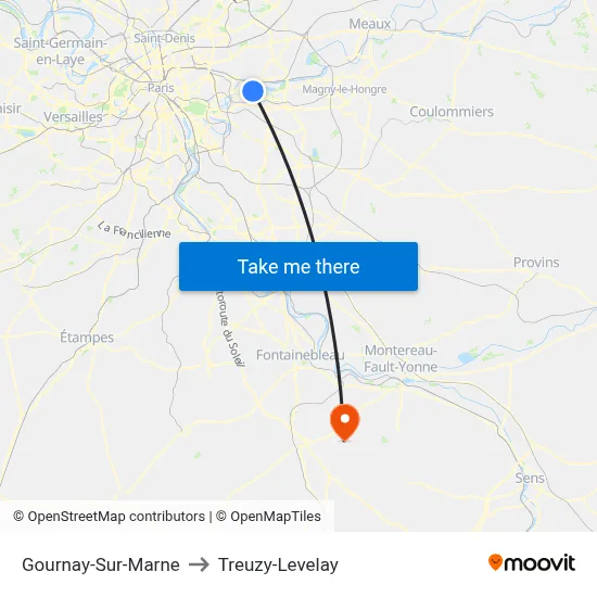 Gournay-Sur-Marne to Treuzy-Levelay map