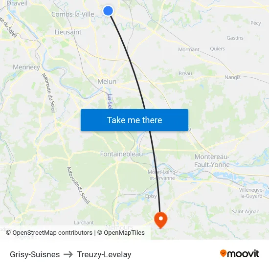 Grisy-Suisnes to Treuzy-Levelay map