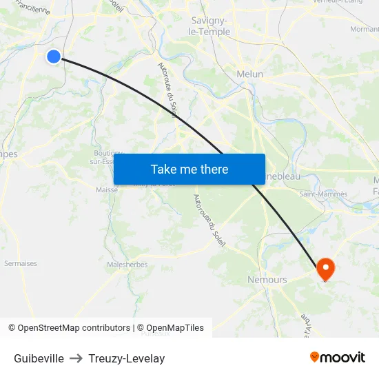 Guibeville to Treuzy-Levelay map