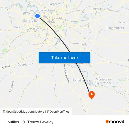 Houilles to Treuzy-Levelay map