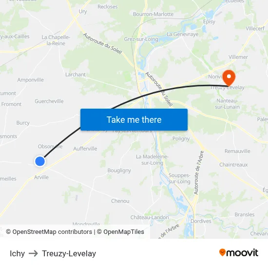 Ichy to Treuzy-Levelay map