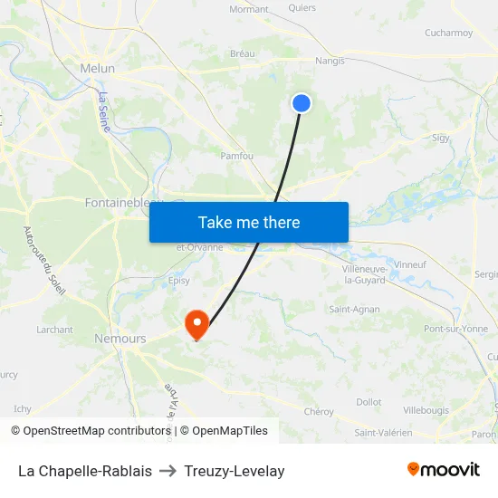 La Chapelle-Rablais to Treuzy-Levelay map
