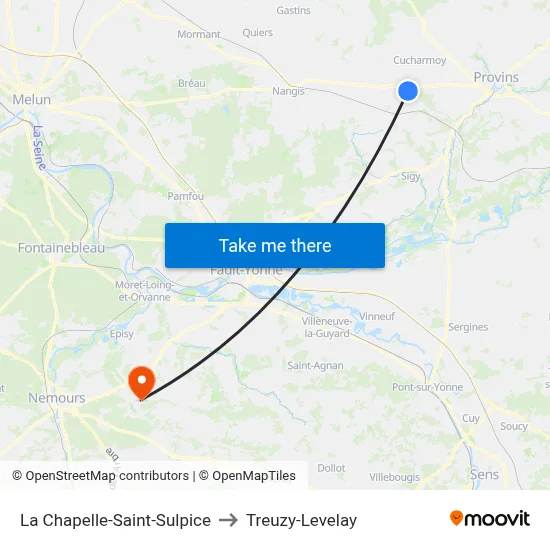 La Chapelle-Saint-Sulpice to Treuzy-Levelay map