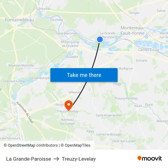 La Grande-Paroisse to Treuzy-Levelay map