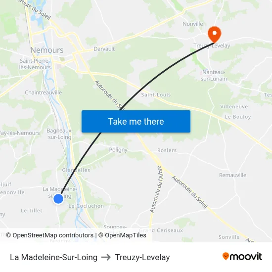 La Madeleine-Sur-Loing to Treuzy-Levelay map