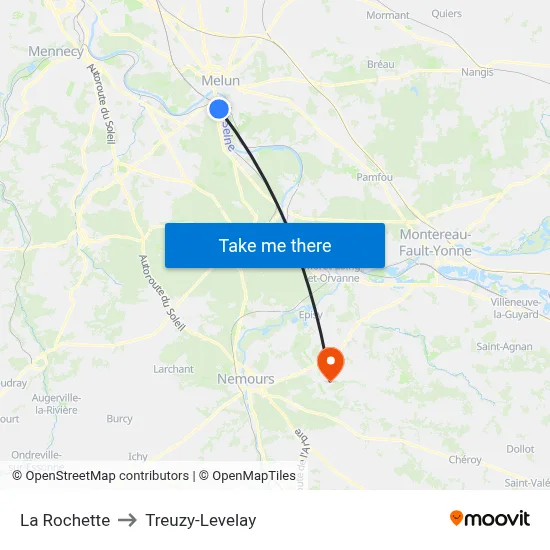 La Rochette to Treuzy-Levelay map