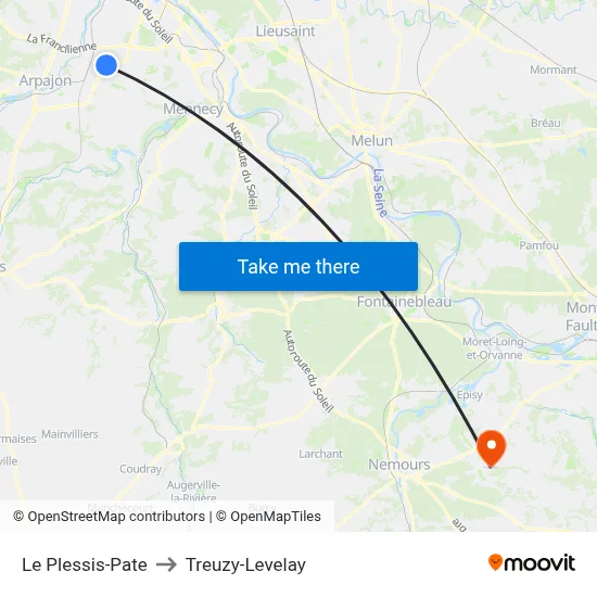 Le Plessis-Pate to Treuzy-Levelay map