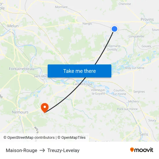 Maison-Rouge to Treuzy-Levelay map