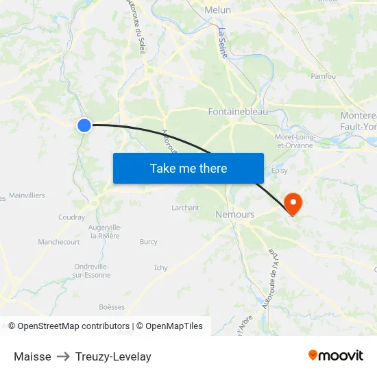 Maisse to Treuzy-Levelay map