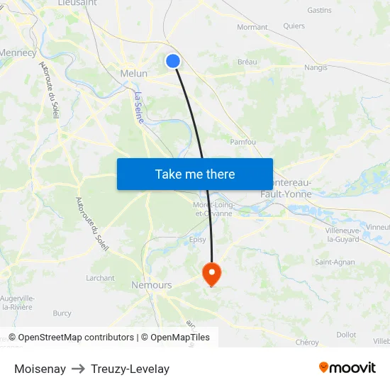 Moisenay to Treuzy-Levelay map