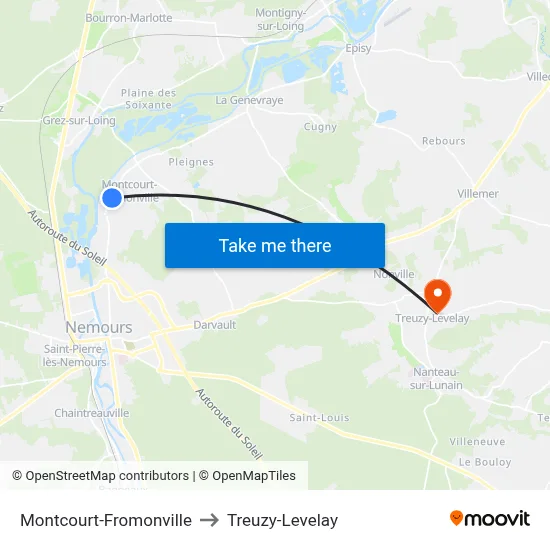Montcourt-Fromonville to Treuzy-Levelay map