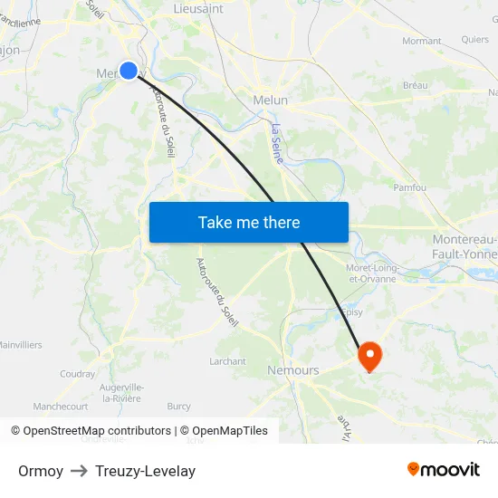Ormoy to Treuzy-Levelay map