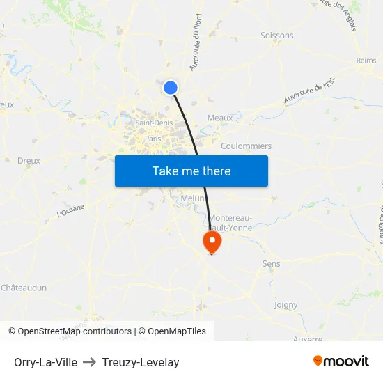 Orry-La-Ville to Treuzy-Levelay map