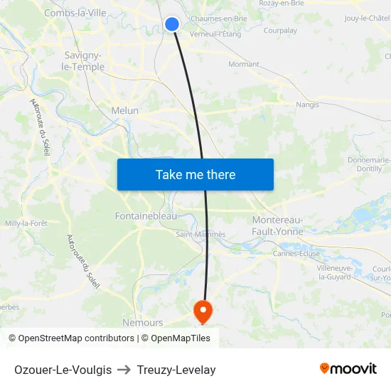 Ozouer-Le-Voulgis to Treuzy-Levelay map