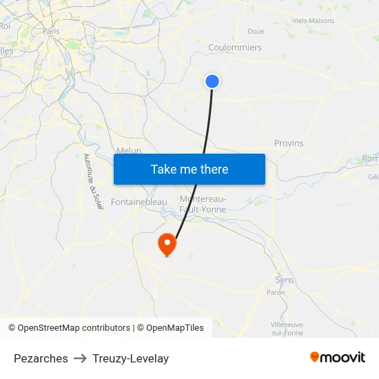 Pezarches to Treuzy-Levelay map