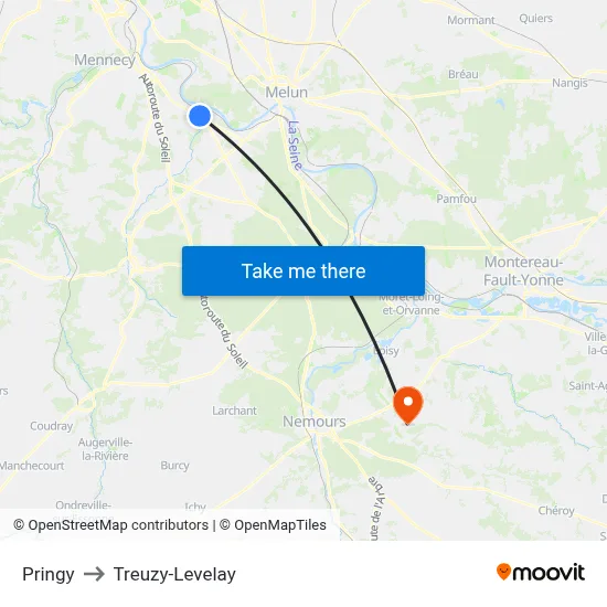 Pringy to Treuzy-Levelay map