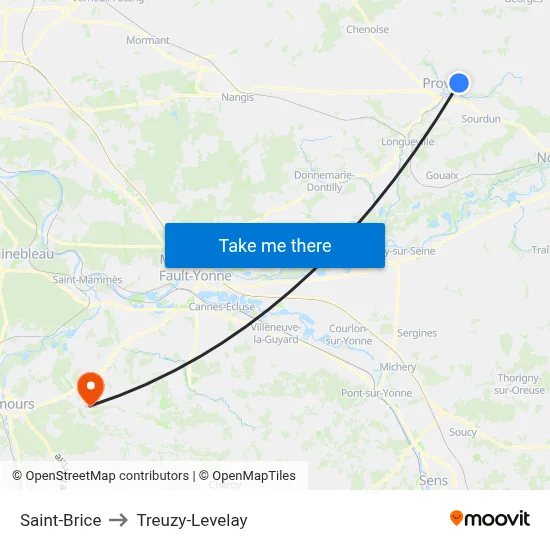 Saint-Brice to Treuzy-Levelay map