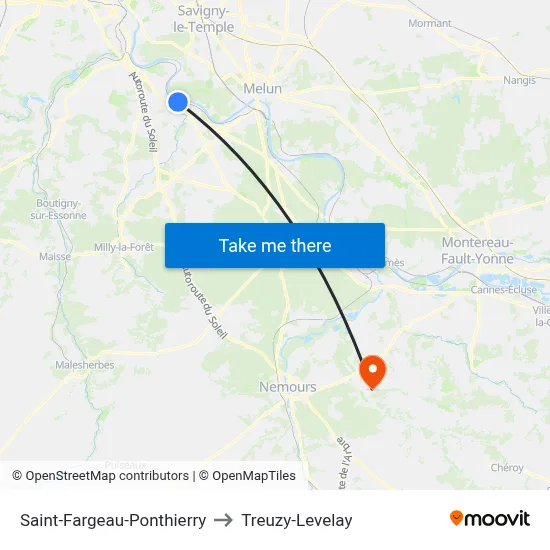 Saint-Fargeau-Ponthierry to Treuzy-Levelay map