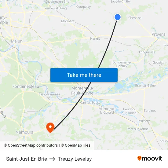 Saint-Just-En-Brie to Treuzy-Levelay map