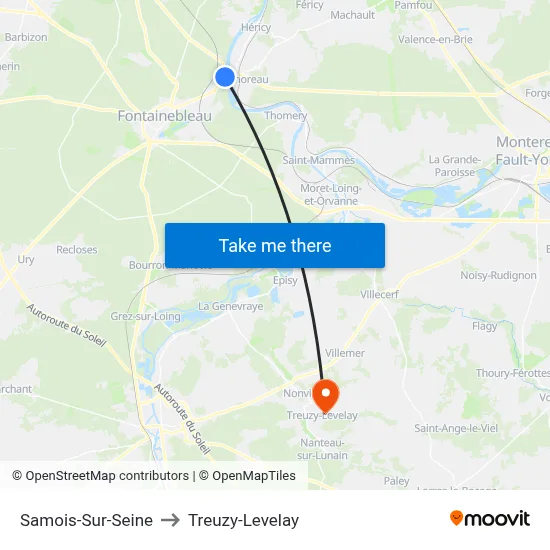 Samois-Sur-Seine to Treuzy-Levelay map