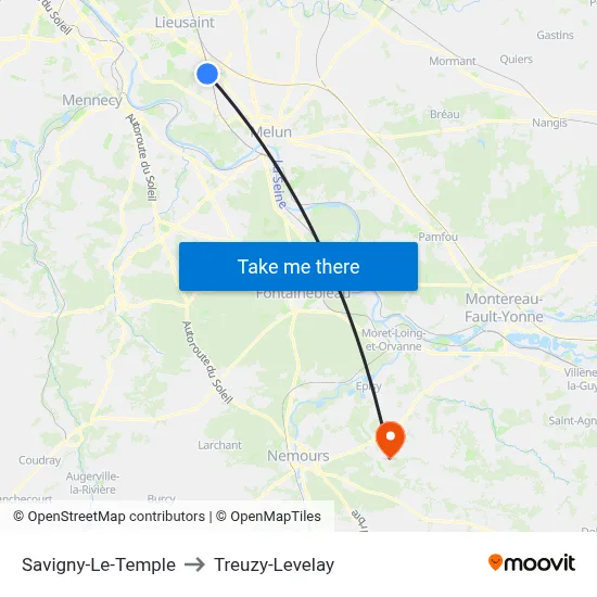 Savigny-Le-Temple to Treuzy-Levelay map