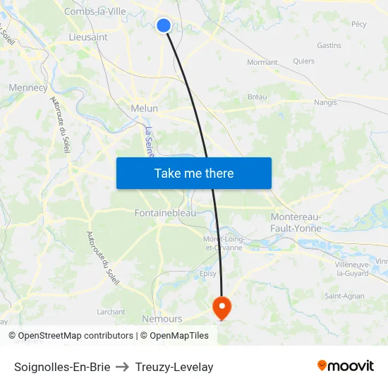 Soignolles-En-Brie to Treuzy-Levelay map
