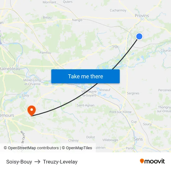 Soisy-Bouy to Treuzy-Levelay map