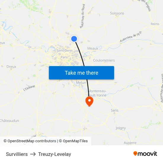Survilliers to Treuzy-Levelay map