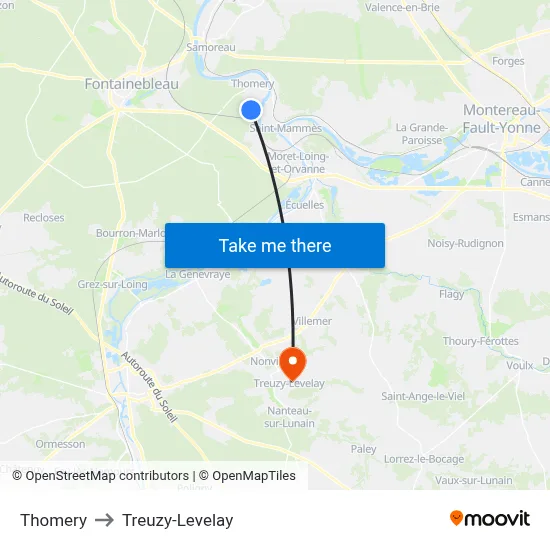 Thomery to Treuzy-Levelay map