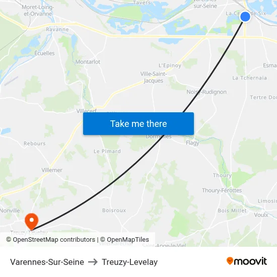 Varennes-Sur-Seine to Treuzy-Levelay map