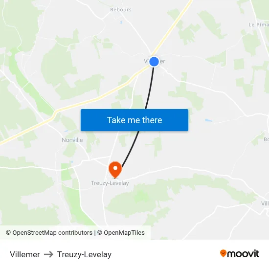 Villemer to Treuzy-Levelay map