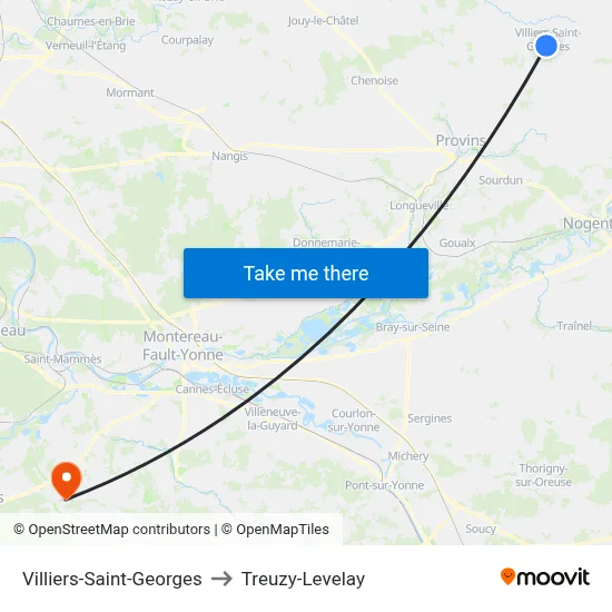 Villiers-Saint-Georges to Treuzy-Levelay map