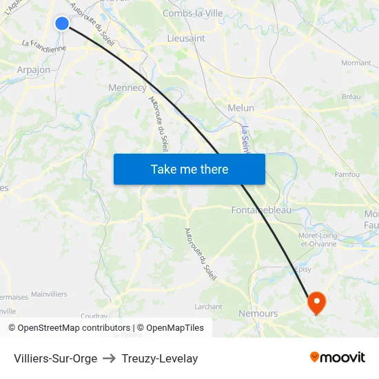 Villiers-Sur-Orge to Treuzy-Levelay map