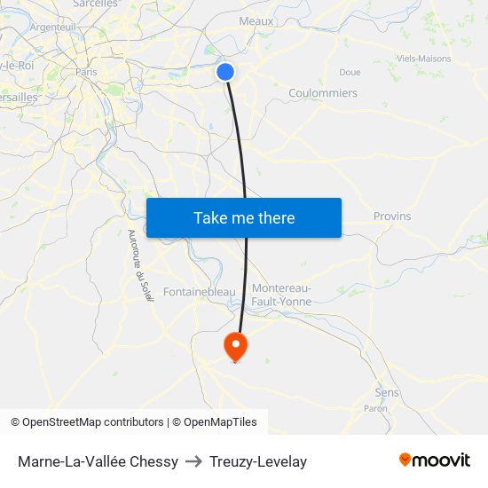 Marne-La-Vallée Chessy to Treuzy-Levelay map