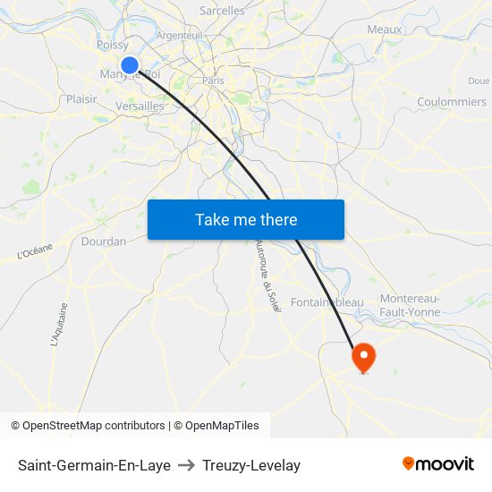 Saint-Germain-En-Laye to Treuzy-Levelay map