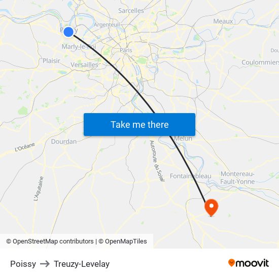 Poissy to Treuzy-Levelay map