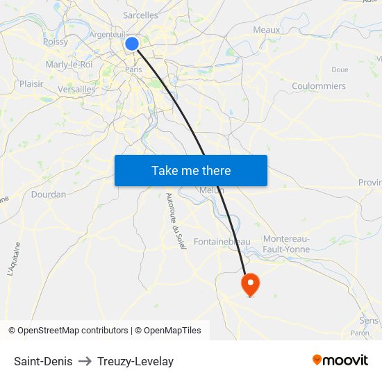 Saint-Denis to Treuzy-Levelay map