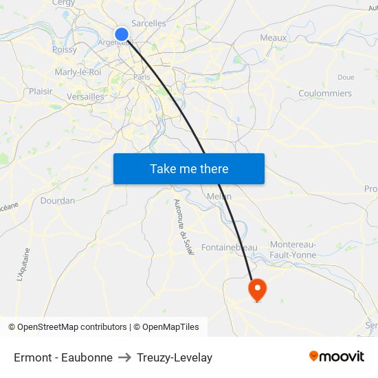 Ermont - Eaubonne to Treuzy-Levelay map