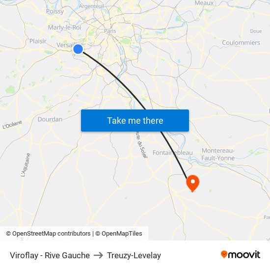 Viroflay - Rive Gauche to Treuzy-Levelay map