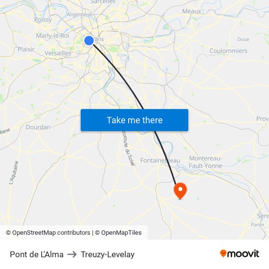 Pont de L'Alma to Treuzy-Levelay map