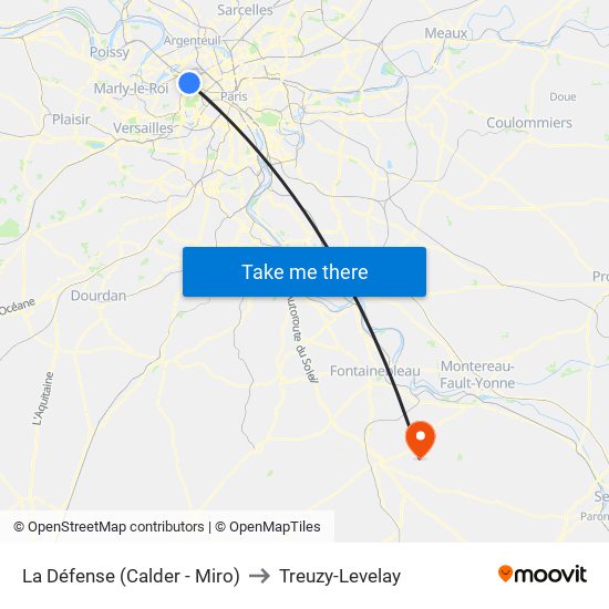 La Défense (Calder - Miro) to Treuzy-Levelay map