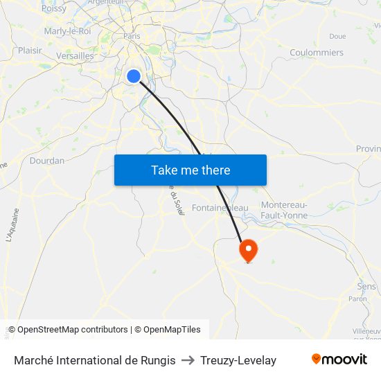 Marché International de Rungis to Treuzy-Levelay map