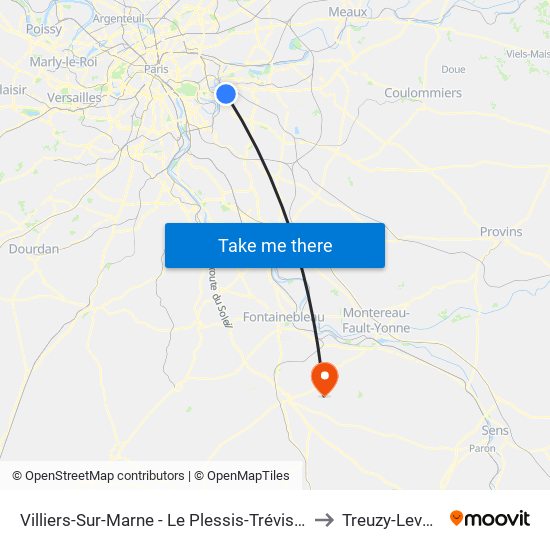 Villiers-Sur-Marne - Le Plessis-Trévise RER to Treuzy-Levelay map