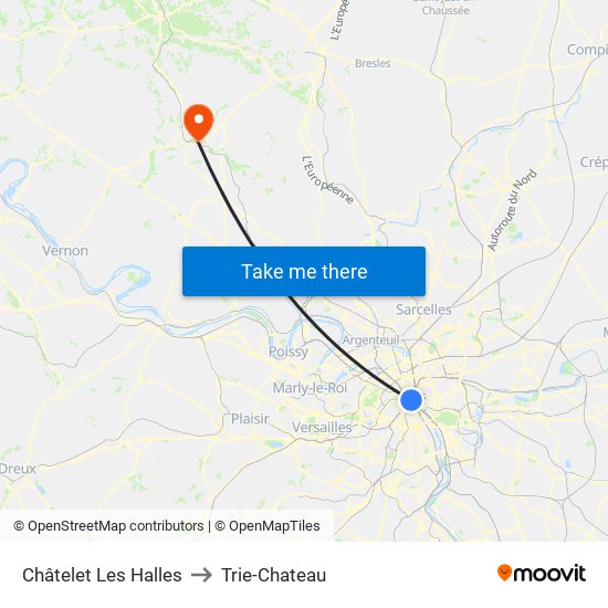 Châtelet Les Halles to Trie-Chateau map