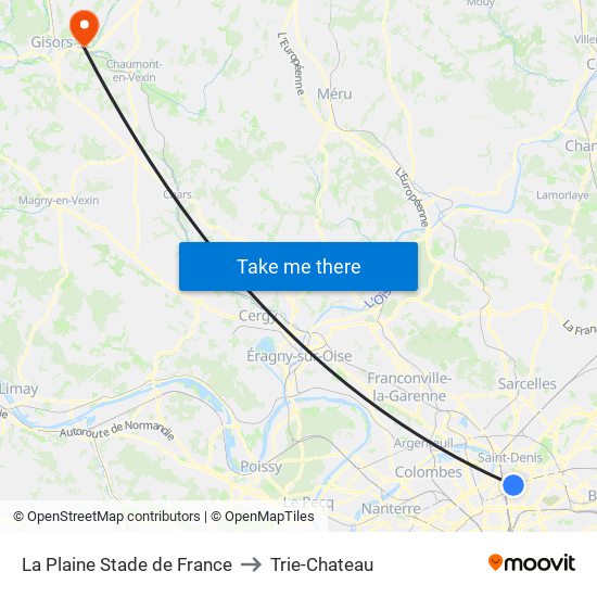 La Plaine Stade de France to Trie-Chateau map