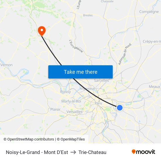 Noisy-Le-Grand - Mont D'Est to Trie-Chateau map