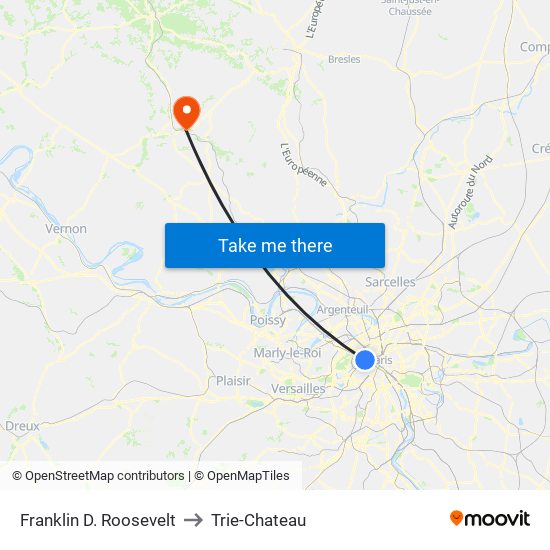 Franklin D. Roosevelt to Trie-Chateau map